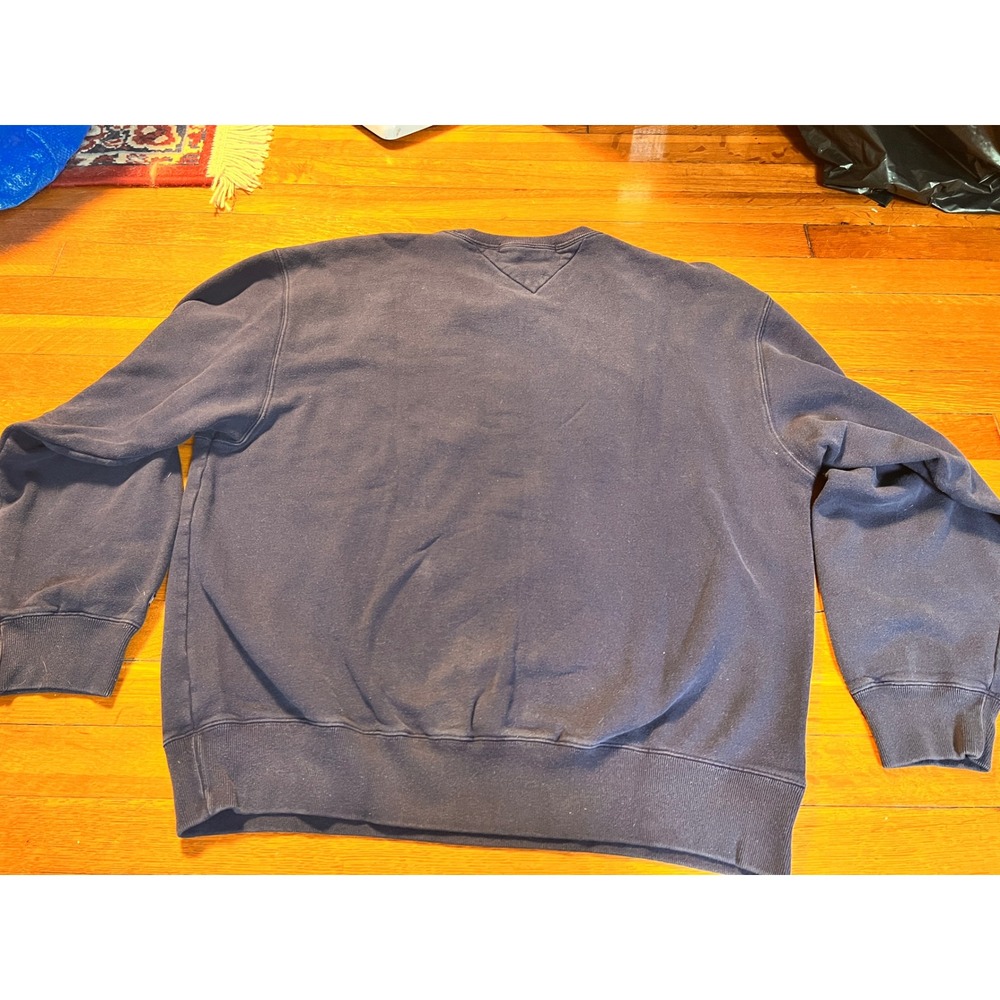 Vintage Tommy Hilfiger Navy Blue Arched Logo Crewneck Sweatshirt XL 90s Style - Picture 7 of 8